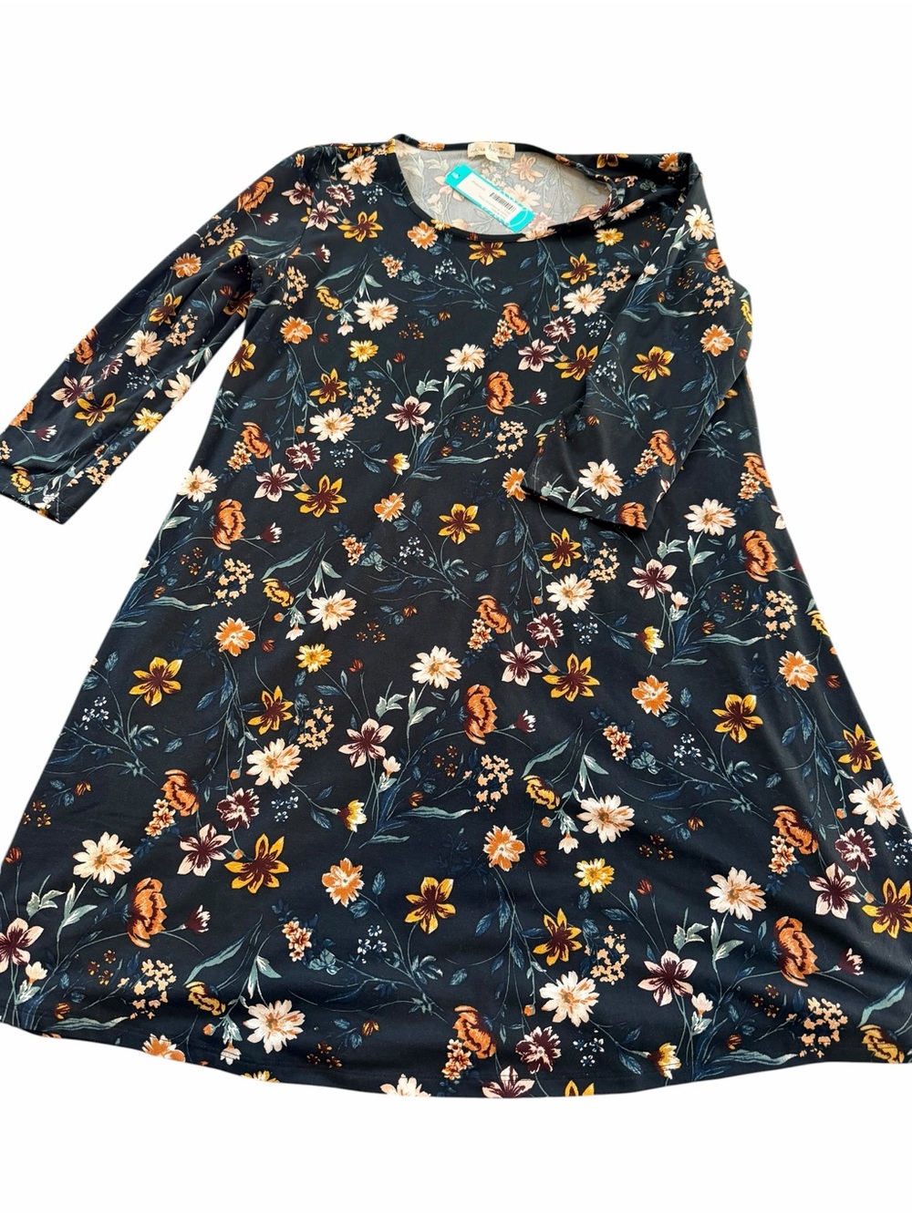nine britton Black Floral A-Line Dress